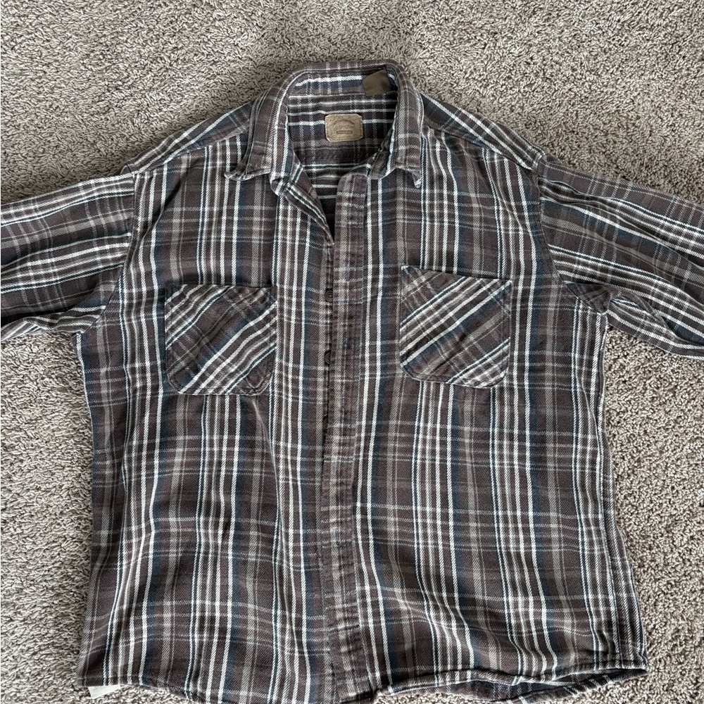Cotton Brown and White Button-Down